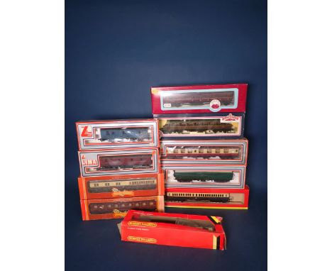 Ten boxed Hornby and Lima 00 gauge Coaches 