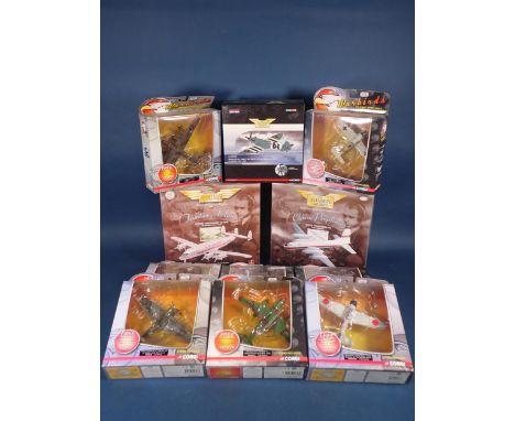 Eleven boxed Corgi Aviation Archive and Warbird Series Models including Bristol 175 Britannia, Hawker Typhoon, ME262A, etc. 