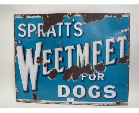 An original Spratts 'Wheetmeet' for Dogs enamel Sign 2ft 5in W x 1ft 11in H 