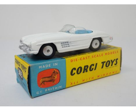 A boxed Corgi Toys No.303 white Mercedes-Benz 300SL Open Roadster 