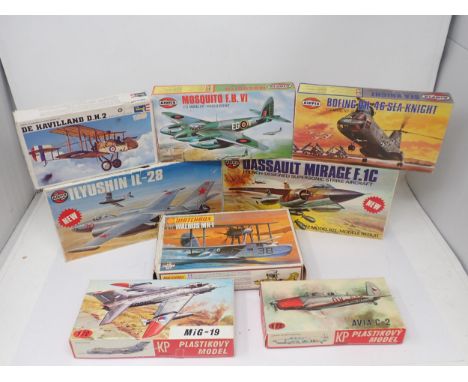 A boxed Airfix Dassault Mirage F.1C, a boxed Airfix  IL28, two other Airfix 1/72 Scale Kits and four other Revell, Matchbox a