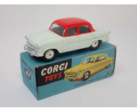 A boxed Corgi Toys No.207 red and white Standard Vanguard III Saloon 