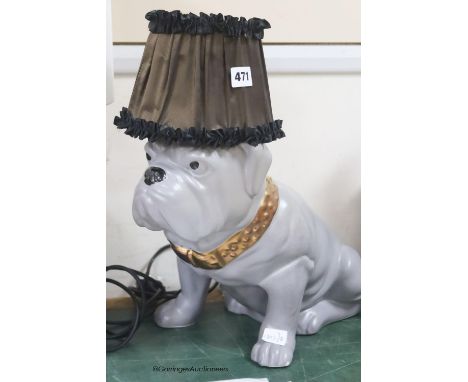   Abigail Ahearn. A ceramic bulldog lamp, overall height 44cm