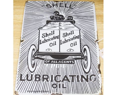   A Shell Lubricating Oil enamel sign, 43 x 31cm