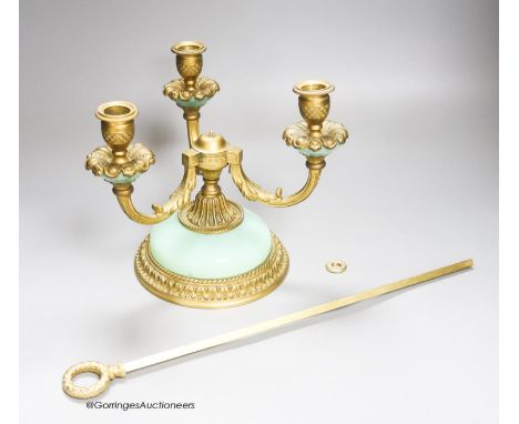   An ormolu lamp and a small print