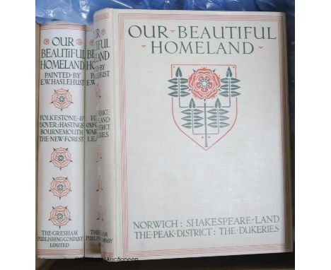 °  Haslehust (E. W. Illus.), Our Beautiful Homeland, Gresham Publishing Company Ltd, 7 vols, cream cloth with Tudor rose desi