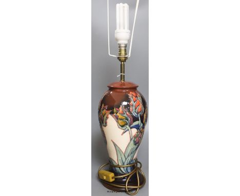   A Moorcroft vase lamp, height 34cm