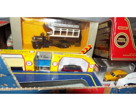 A mixed selection of assorted die-cast model vehicles to include Corgi 'Thornycroft 'J' Type Bus', Corgi Classic 1:76 scale e