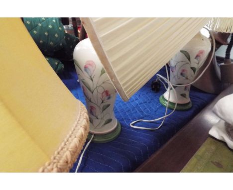 Four assorted lamps and lamp shades