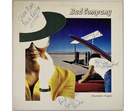 A copy of Bad Company - Desolation Angels (SSK59408) signed to front of sleeve by Mick Ralphs, Simon Kirke, Boz Burrell, Paul