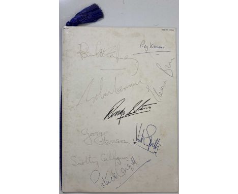 A card B.O.A.C. Cunard 'Beatles Bahamas Special' menu with printed inner pages from February 1965 signed to the rear cover cl