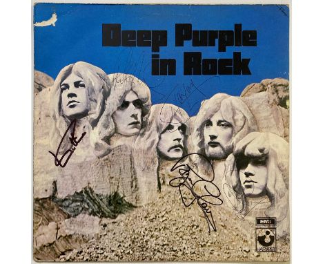 A copy of Deep Purple - In Rock (FA 3011) signed to front of sleeve by Ian Gillan, Roger Glover, Ian Paice, Jon Lord, Ritchie