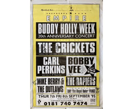 A 1995 billboard poster (approx 40 x 60") for an MPL 20th anniversary Buddy Holly week concert in London. Signed by: Jerry Al