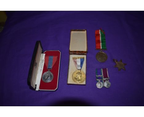 A Collection of Medals, Imperial Service Medal, named, Queen Elizabeth II Service and Coronation Medals, all boxed, WW1 Merca