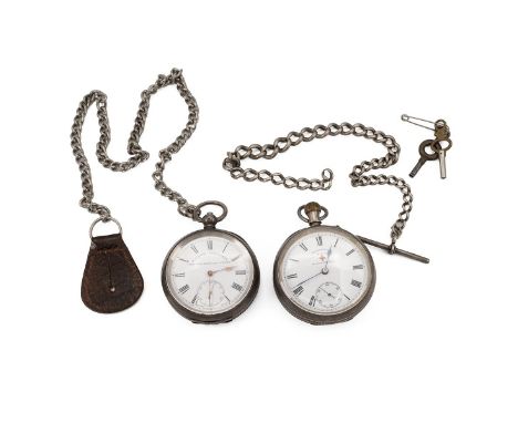 Bravingtons King's &amp; Ludgate Hill sterling silver pocketwatch. Keyless winding, 53mm case, white porcelain face with roma