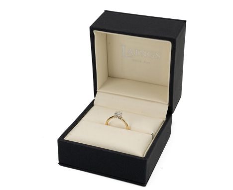 18ct gold and diamond ring, the round brilliant cut diamond weighing approximately 0.50 carats, finger size K, 2.90 grams. So