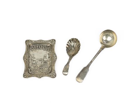 Silver to include: a small ladle hallmarked Dublin 1824 by Walter Peter; a caddy spoon hallmarked, no assay office mark - Geo