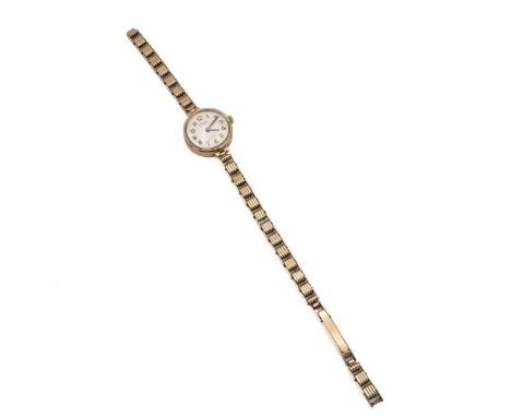 9ct gold hallmarked Avia Incabloc 17 jewel ladies wristwatch with 9ct gold hallmarked gate strap weight 12.8 grams.
