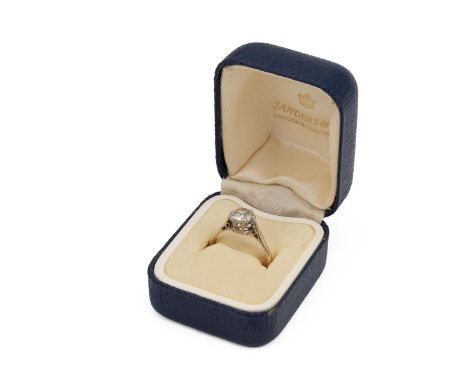 18ct stamped solitaire princess cut diamond ring of approx 0.75 carats, mounted in a six claw setting, size N, weight 3.1 gra