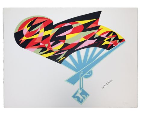 Color lithograph Signed FuturBalla lower right. Edition No. 73/200. Color screen printing taken from the '' Sketch of Ventagl