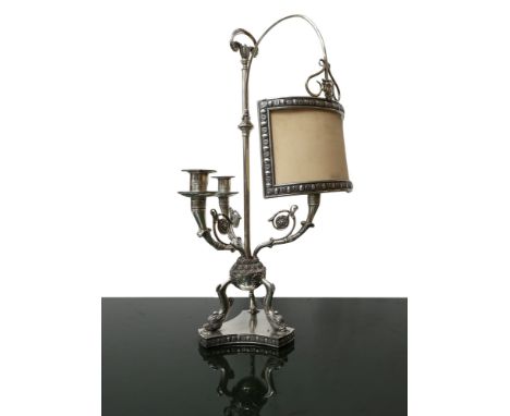 With vane, tripod base with dolphins. Punched sub-base   h 45 cm, base 13.5 cm x 11 cm    France, late 19th century  