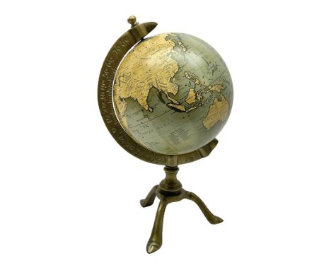 Terrestrial globe, raised on a tripod base, H30cm