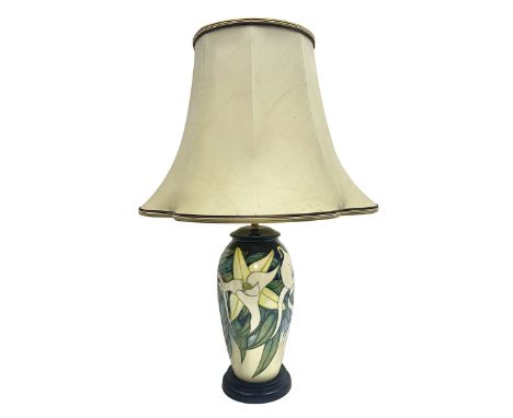 Moorcroft table lamp, Sesquipedale pattern of of baluster form, with shade  H21cm