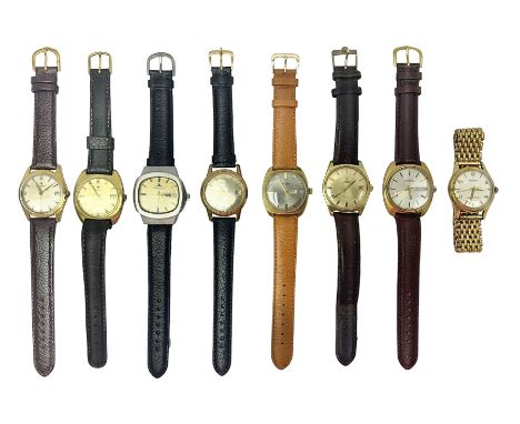 Eight automatic wristwatches including Omega, Jaeger-Lecoultre, Montine, Penguin, MuDu, Zodiac, Tressa and FlorinaCondition R