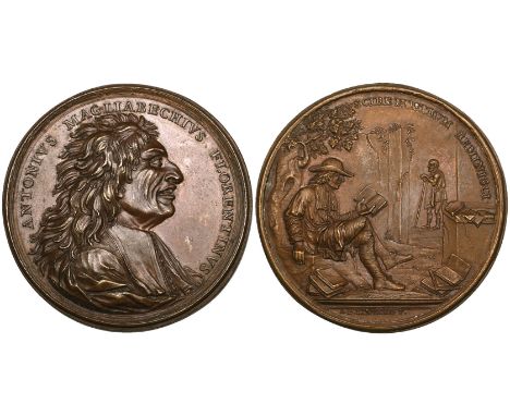 Maria Antonio de Gennaro (1679-1744), Antonio Magliabecchi (1633-1714, librarian to the Medici), bronze medal, bust right, re