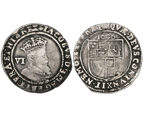 James I, second coinage, shillings (3), m.m.lis, third bust (N. 2099; S. 2654), m.m. rose, fourth bust (N. 2100; S. 2655), th