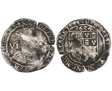 Scotland, Charles I, First Coinage, six shillings, 1634, with slightly modified bust of James VI, 2.45g (S. 5543), an excavat