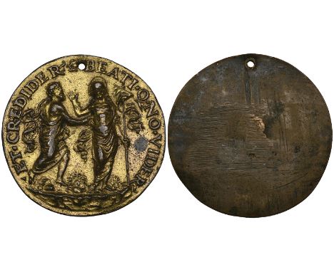 Italian School (late 15th – early 16th century), The Incredulity of St. Thomas, bronze-gilt plaquette, inscribed BEATI Q NO V