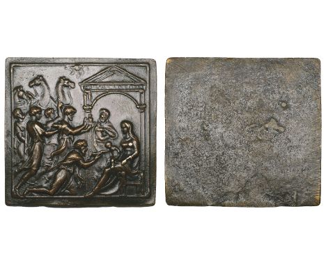 Valerio Belli, The Adoration of the Magi, square bronze plaquette, the architrave signed VALERIVS VICENTINVS, 59mm sq. (Molin