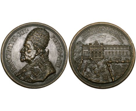 Peter Paul Borner, Innocent XII (Pope, 1691-1700), large bronze medal (1694), bust left in cope and wearing Papal tiara, rev.