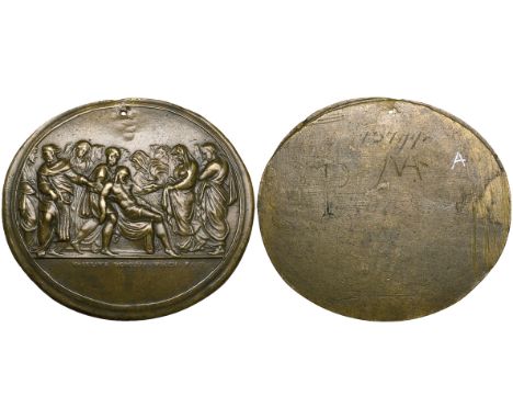 Valerio Belli, The Entombment, oval bronze plaquette; signed below, VALERIVS DEBELLIS VICEN F, 88.4mm x 100.4mm (Molinier 277