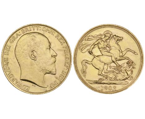 Edward VII, Coronation, 1902, two-pounds, light bagmarks, good extremely fine