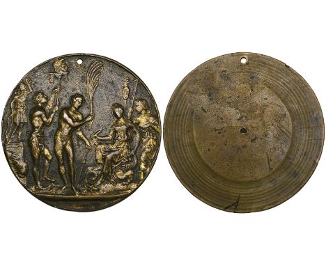 The Master IO FF, Allegory of Prudence (?), bronze plaquette, 53.6mm (Molinier 147; Bange 656; Kress 107, fig. 125; Scaglia V