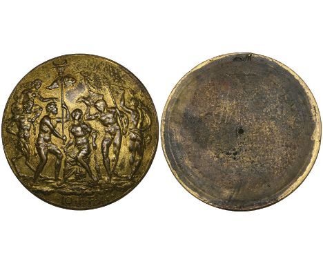 The Master IO FF, Ariadne on Naxos, bronze-gilt  plaquette, 54.6mm (Molinier 130-132; Bange 648; Kress 97, fig. 128; Scaglia 