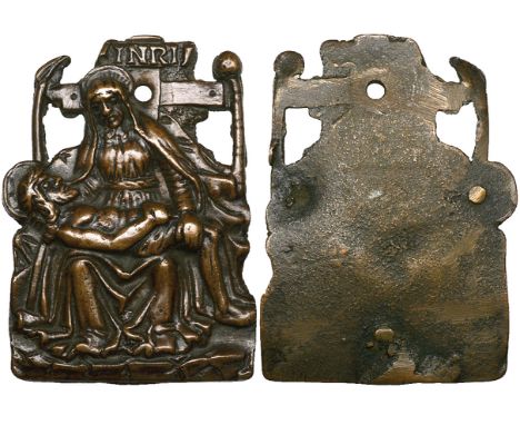 Italian School (late 15th – early 16th century), The Pietà, silhouetted bronze plaquette, the Virgin holding Christ’s Body in