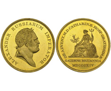 Alexander I (1801-1825), gold medal, 1814, by Thomas Wyon, struck to commemorate the visit to England of Alexander I and his 