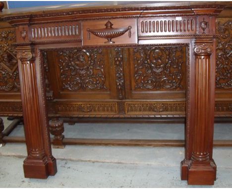 Regency style carved mahogany fire surround (width 160cm) 