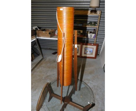 1950s spun fibre glass rocket lamp light with three angled teak supports