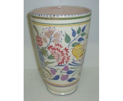 1940s Poole Pottery tapering vase designed by Truda Carter and painted by Vera Wills