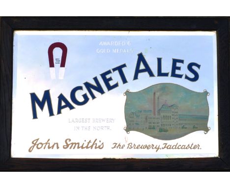 TADCASTER MAGNET ALES MIRROR. 33 x 22.5ins, framed, bevelled edge mirror advertising MAGNET ALES/ LARGEST BREWERY IN THE NORT