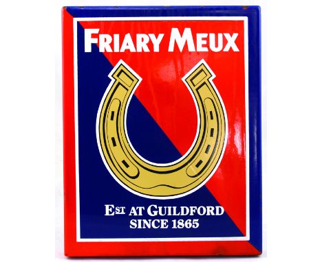 FRIARY MEUX ENAMEL SIGN. 12.75 x 10ins, red & blue enamel for Friary/ Meux/ EST AT GUILDFORD/ SINCE 1865, in white lettering,