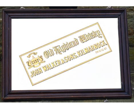 KILMARNOCK JOHN WALKER PUB MIRROR. 37 x 27ins, framed brewery mirror for Old Highland Whisky/ JOHN WALKER & SONS, KILMARNOCK/