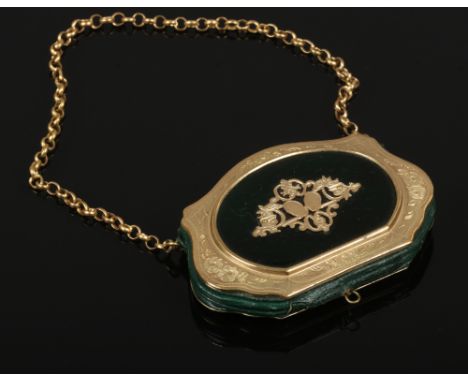 A Victorian gilt metal and enamel sovereign purse.