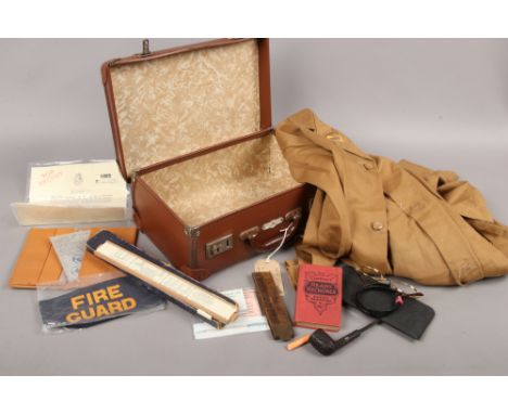 A quantity of World War II era costume props for re-enactment / military collectors including security cards, Compact Ready R