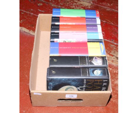 Seven J. K. Rowling Harry Potter hardback books, mainly first editions.