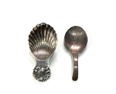 2 antique hallmarked silver tea caddy spoons please see images for details 